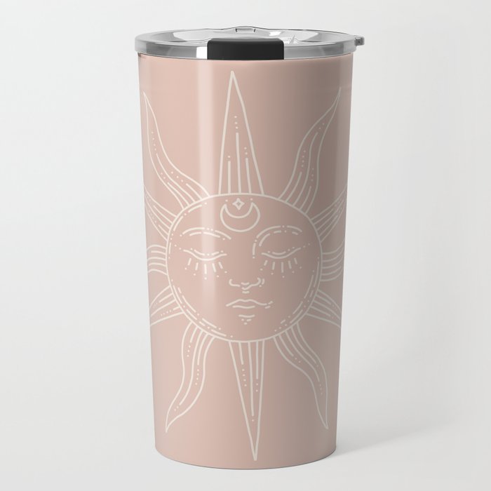 Boho Sun Drawing XXIII Neutral Pink Travel Mug Gallery Image 1