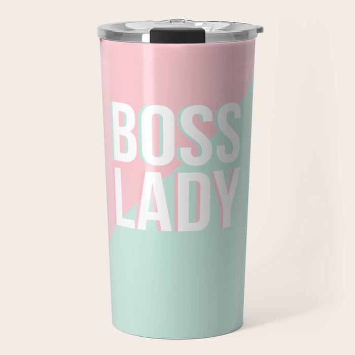 Boss Lady - Pastel Pink and Aqua #bosslady #society6 #typography Travel Mug Gallery Image 1