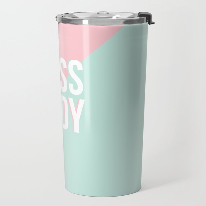 Boss Lady - Pastel Pink and Aqua #bosslady #society6 #typography Travel Mug Gallery Image 2