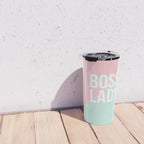 Boss Lady - Pastel Pink and Aqua #bosslady #society6 #typography Travel Mug Gallery Image 4