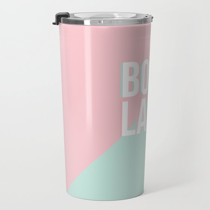 Boss Lady - Pastel Pink and Aqua #bosslady #society6 #typography Travel Mug Gallery Image 3