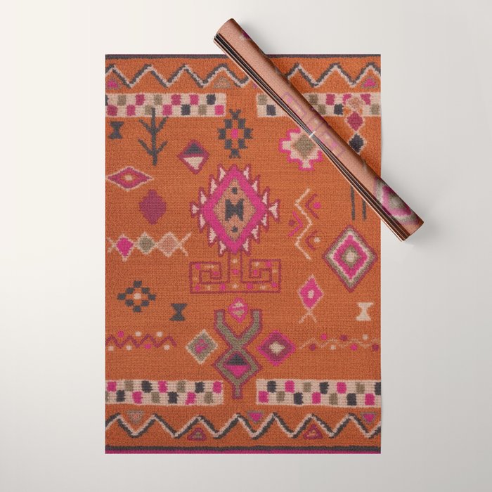 Moroccan Berber Geometric Pattern In Warm Earth Tones Wrapping Paper Gallery Image 1