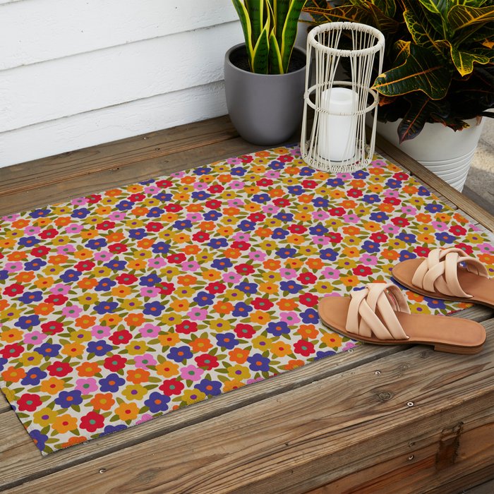 Tiny Flower Pattern #1 Outdoor Rug Gallery Image 2