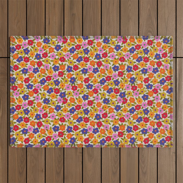 Tiny Flower Pattern #1 Outdoor Rug Gallery Image 1