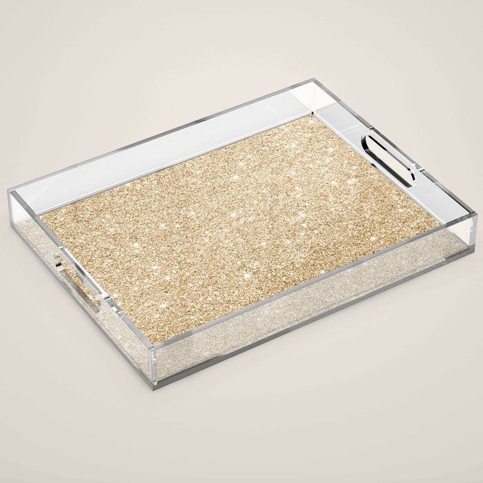 Modern abstract elegant chic gold glitter Acrylic Tray Gallery Image 1