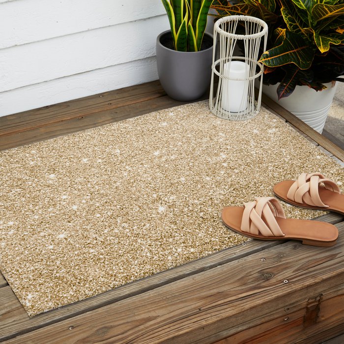 Modern abstract elegant chic gold glitter Outdoor Rug Gallery Image 2
