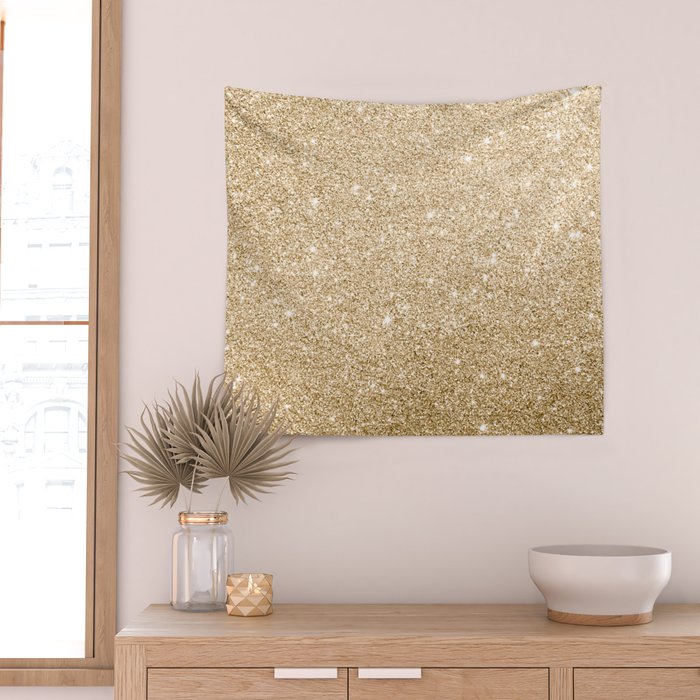 Modern abstract elegant chic gold glitter Wall Tapestry Gallery Image 2