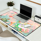 Botanical neo mint pink abstract watercolor floral pattern Desk Mat Gallery Image 2