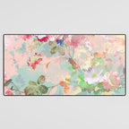 Botanical neo mint pink abstract watercolor floral pattern Desk Mat Gallery Image 3