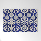 Art Deco Florals On Dark Blue Welcome Mat Gallery Image 1