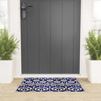 Art Deco Florals On Dark Blue Welcome Mat Gallery Image 3