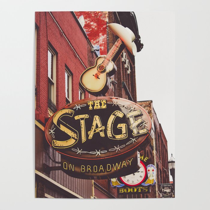 Nashville Broadway Neon Sign Photography Poster Gallery Image 1