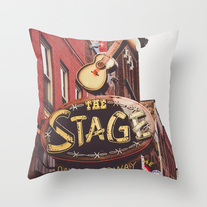Nashville Broadway Neon Sign Photography Throw Pillow Gallery Image 6