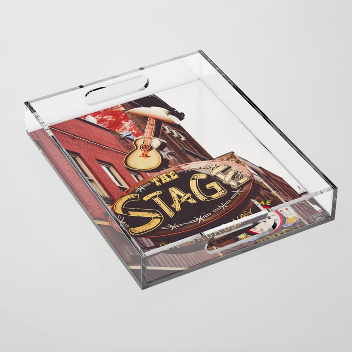 Nashville Broadway Neon Sign Photography Acrylic Tray Gallery Image 1