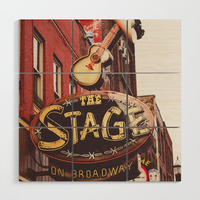 Nashville Broadway Neon Sign Photography Wood Wall Art Gallery Image 1