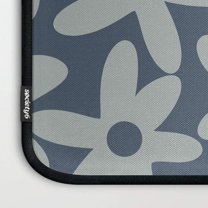 Daisy Time Retro Floral Pattern Neutral Blue Gray  Laptop Sleeve Gallery Image 3