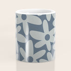 Daisy Time Retro Floral Pattern Neutral Blue Gray  Coffee Mug Gallery Image 4