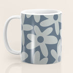 Daisy Time Retro Floral Pattern Neutral Blue Gray  Coffee Mug Gallery Image 3
