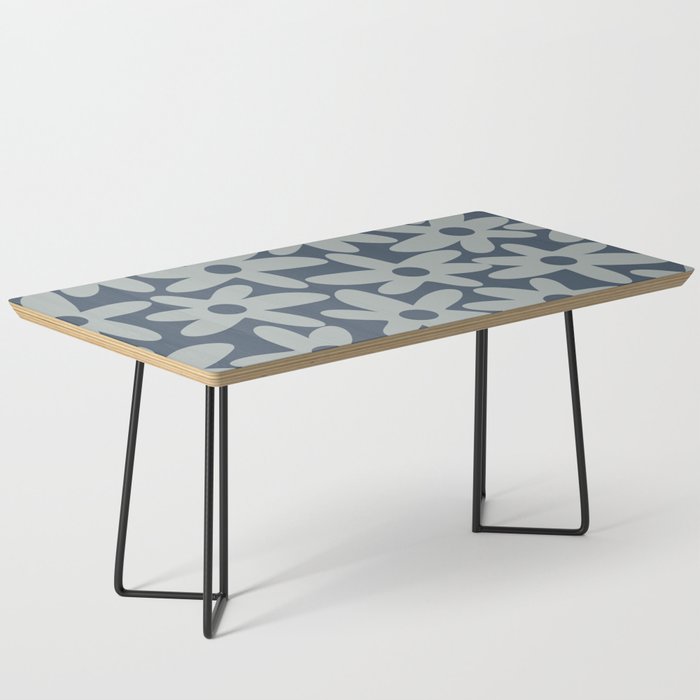 Daisy Time Retro Floral Pattern Neutral Blue Gray  Coffee Table Gallery Image 1