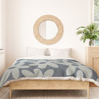 Daisy Time Retro Floral Pattern Neutral Blue Gray  Duvet Cover Gallery Image 3
