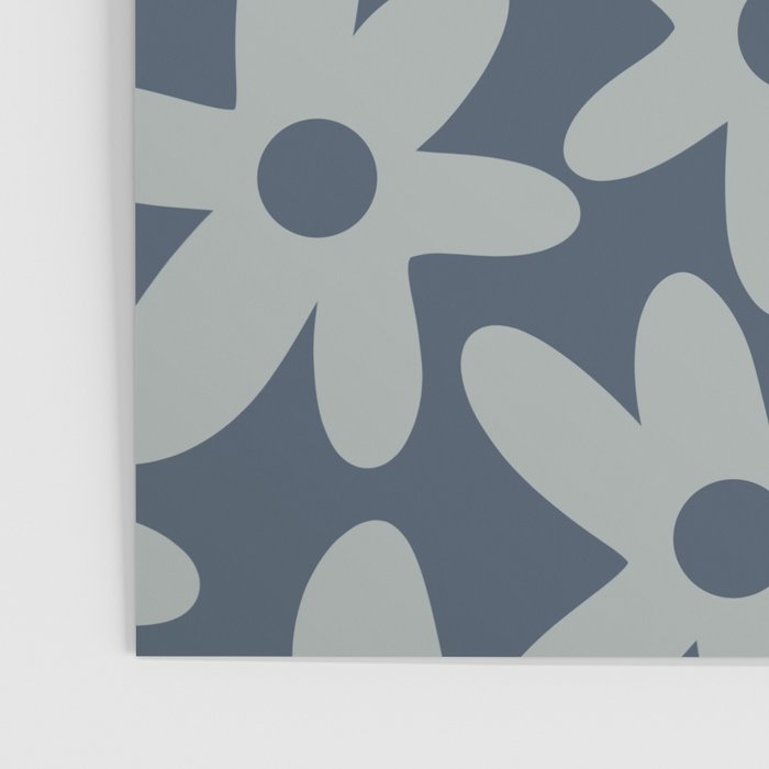 Daisy Time Retro Floral Pattern Neutral Blue Gray  Poster Gallery Image 3