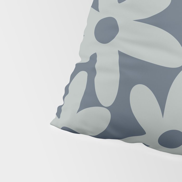 Daisy Time Retro Floral Pattern Neutral Blue Gray  Pillow Sham Gallery Image 4