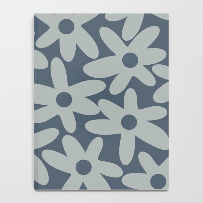 Daisy Time Retro Floral Pattern Neutral Blue Gray  Notebook Gallery Image 4