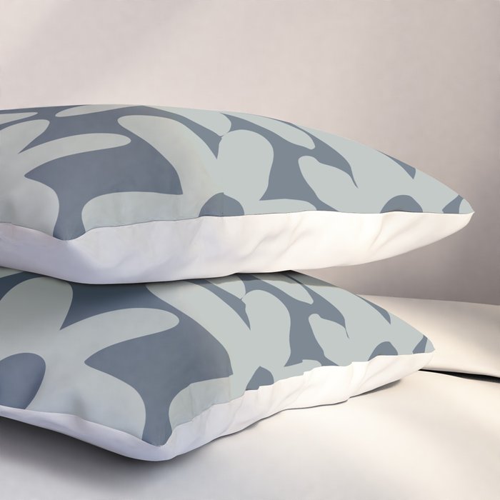 Daisy Time Retro Floral Pattern Neutral Blue Gray  Pillow Sham Gallery Image 3