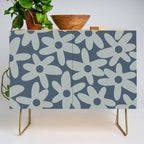 Daisy Time Retro Floral Pattern Neutral Blue Gray  Credenza Gallery Image 1