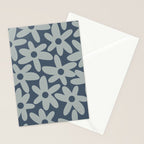 Daisy Time Retro Floral Pattern Neutral Blue Gray  Stationery Card Gallery Image 2