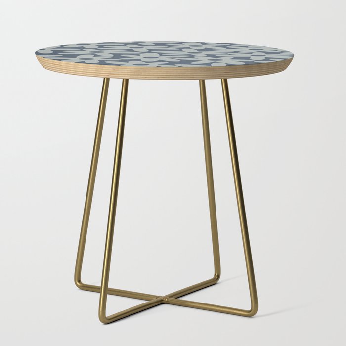 Daisy Time Retro Floral Pattern Neutral Blue Gray  Side Table Gallery Image 1