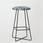 Daisy Time Retro Floral Pattern Neutral Blue Gray  Stool Gallery Image 1