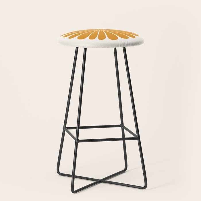 Retro Daisy Abstract V Golden Yellow Bold Floral Stool Gallery Image 1
