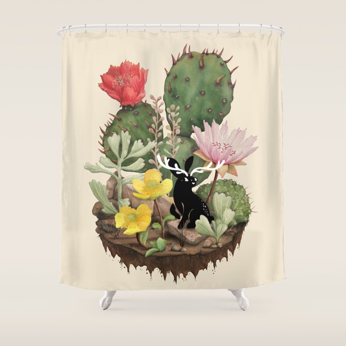 Tiny Jackalope Shower Curtain Gallery Image 1