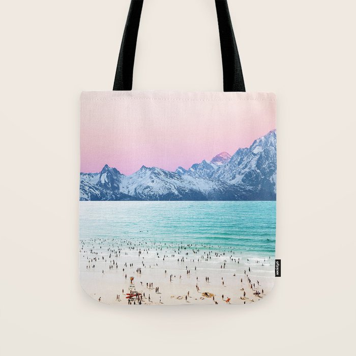 The Island, Pastel Tropical Beach, Travel Nature Landscape, Surrealism Photography Summer Tote Bag Gallery Image 1