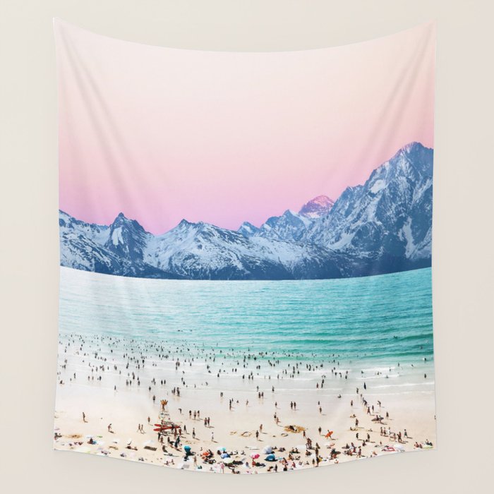 The Island, Pastel Tropical Beach, Travel Nature Landscape, Surrealism Photography Summer Wall Tapestry Gallery Image 4