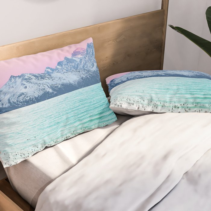 The Island, Pastel Tropical Beach, Travel Nature Landscape, Surrealism Photography Summer Pillow Sham Gallery Image 2