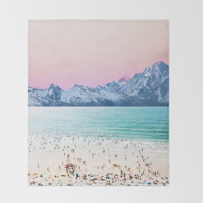 The Island, Pastel Tropical Beach, Travel Nature Landscape, Surrealism Photography Summer Throw Blanket Gallery Image 2