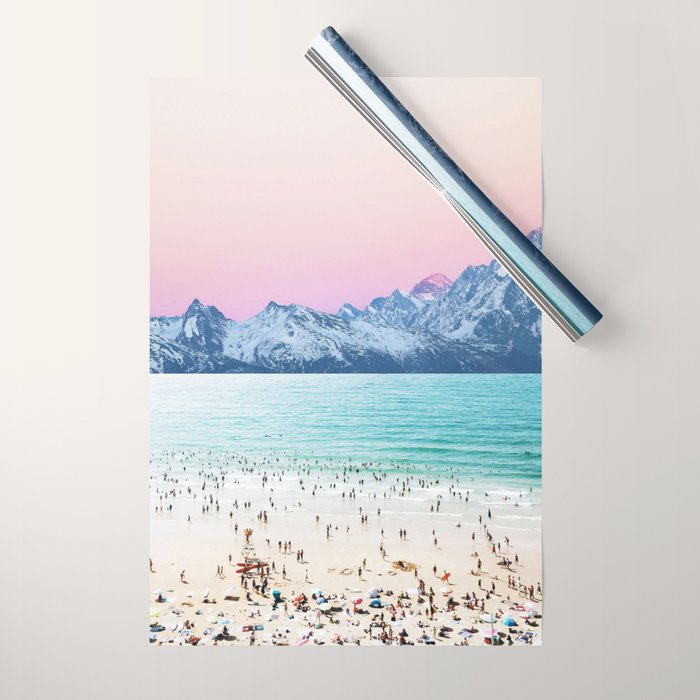 The Island, Pastel Tropical Beach, Travel Nature Landscape, Surrealism Photography Summer Wrapping Paper Gallery Image 1