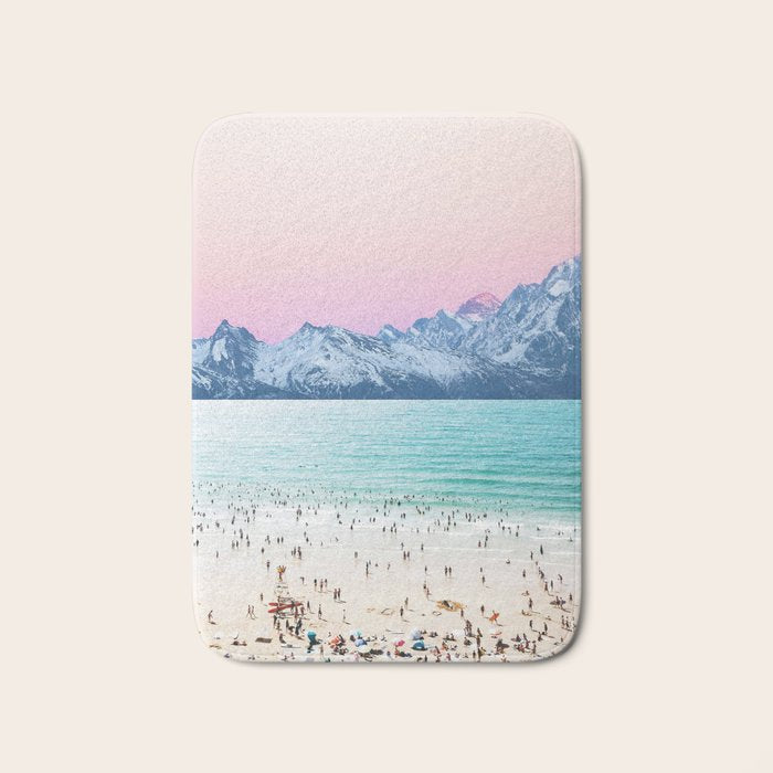 The Island, Pastel Tropical Beach, Travel Nature Landscape, Surrealism Photography Summer Bath Mat Gallery Image 1