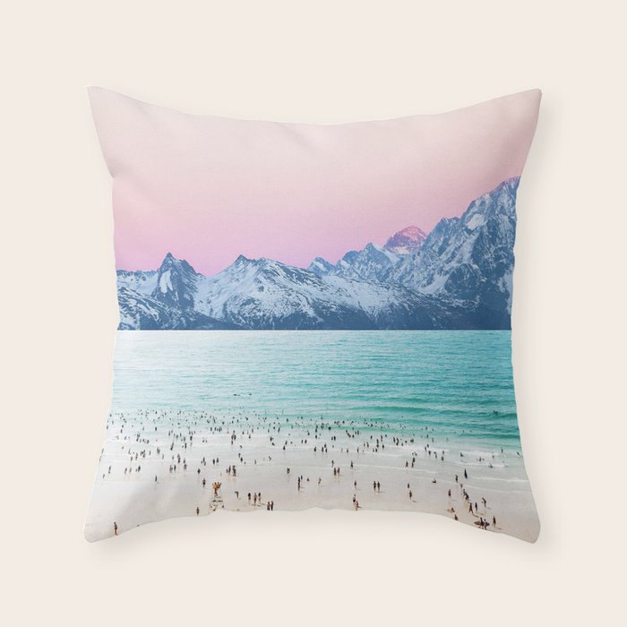The Island, Pastel Tropical Beach, Travel Nature Landscape, Surrealism Photography Summer Throw Pillow Gallery Image 6