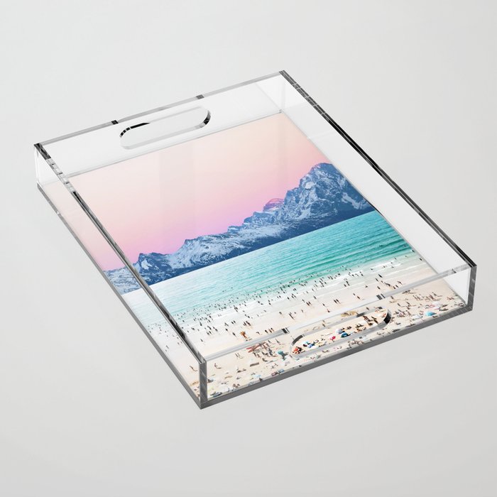 The Island, Pastel Tropical Beach, Travel Nature Landscape, Surrealism Photography Summer Acrylic Tray Gallery Image 1