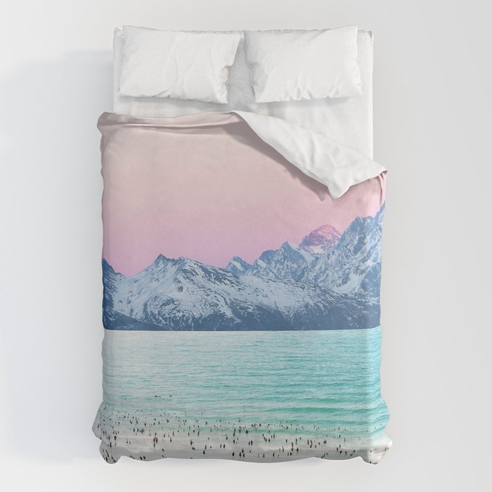 The Island, Pastel Tropical Beach, Travel Nature Landscape, Surrealism Photography Summer Duvet Cover Gallery Image 6