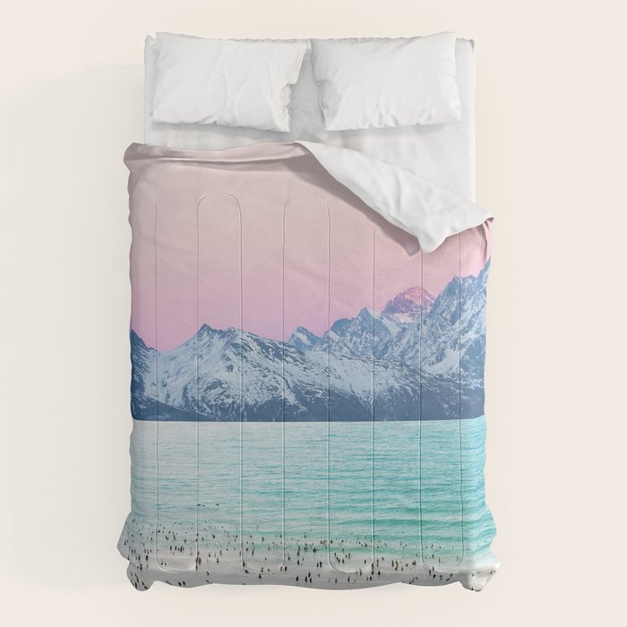 The Island, Pastel Tropical Beach, Travel Nature Landscape, Surrealism Photography Summer Comforter Gallery Image 6