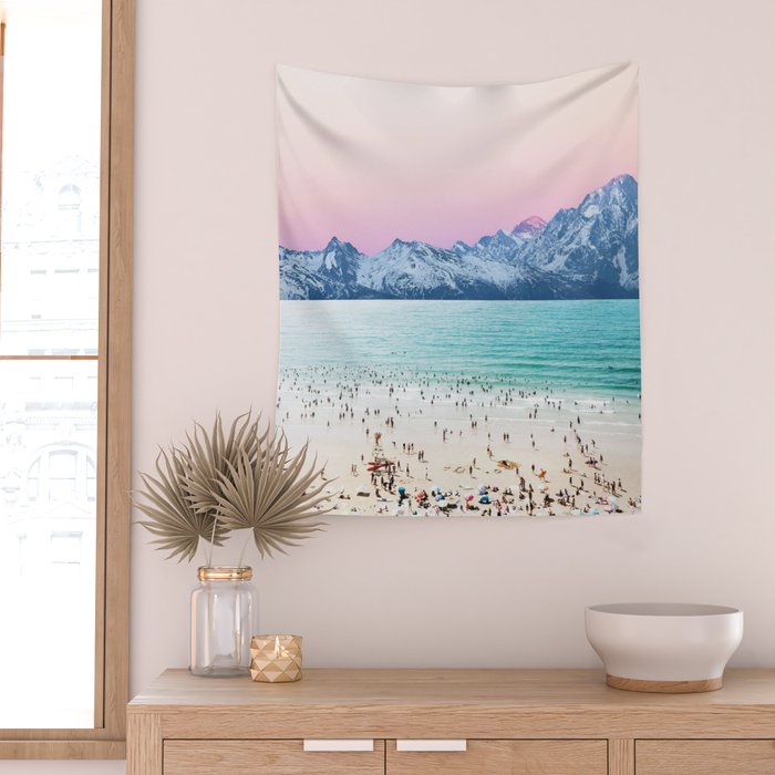 The Island, Pastel Tropical Beach, Travel Nature Landscape, Surrealism Photography Summer Wall Tapestry Gallery Image 2