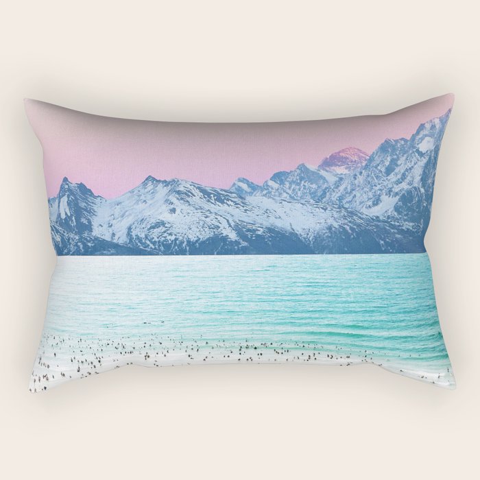 The Island, Pastel Tropical Beach, Travel Nature Landscape, Surrealism Photography Summer Rectangular Pillow Gallery Image 2