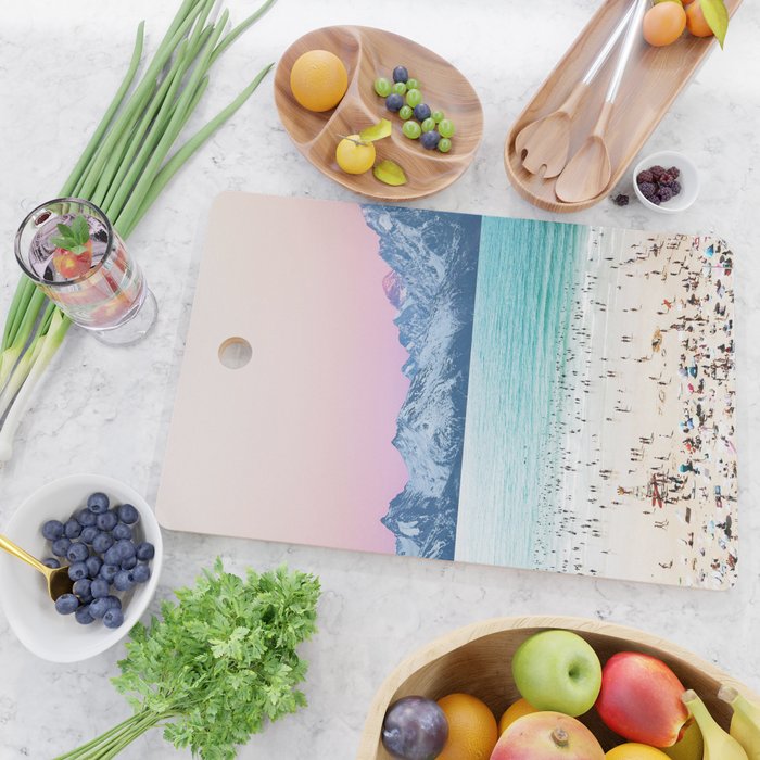 The Island, Pastel Tropical Beach, Travel Nature Landscape, Surrealism Photography Summer Cutting Board Gallery Image 2