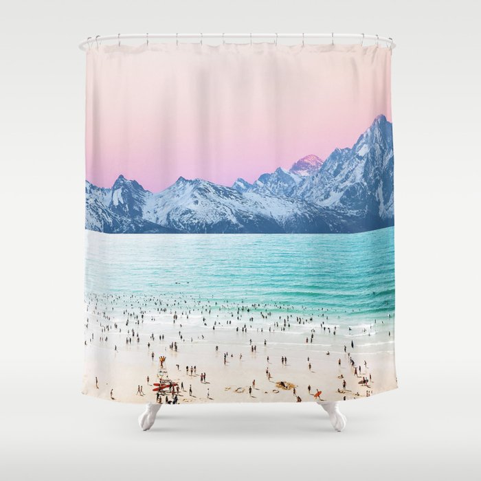The Island, Pastel Tropical Beach, Travel Nature Landscape, Surrealism Photography Summer Shower Curtain Gallery Image 1