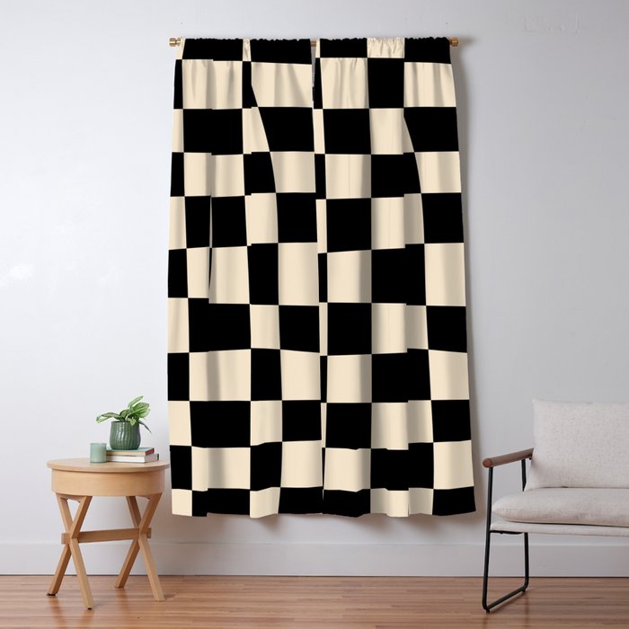 Abstract Checkerboard black Window Curtain Gallery Image 5