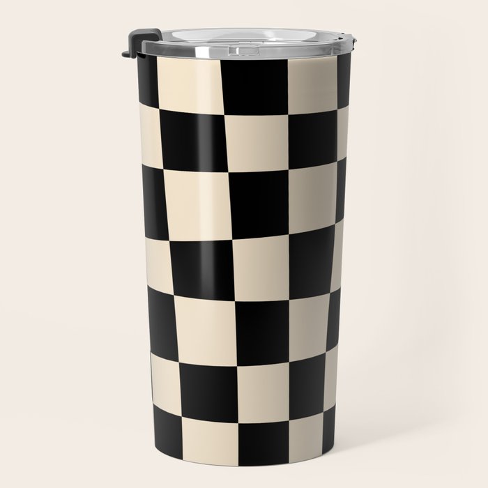 Abstract Checkerboard black Travel Mug Gallery Image 3